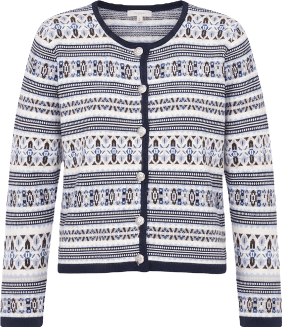 Women's Striped Crewneck Cardigan Sweater