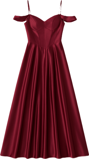 Juniors' Off-The-Shoulder Charmeuse Dress