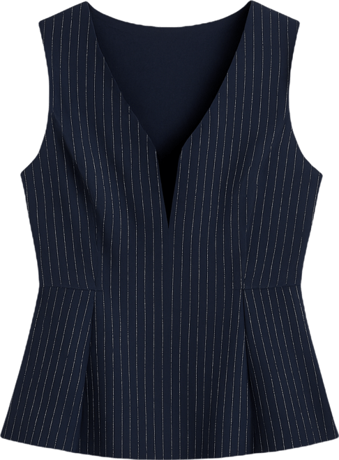 Women's Pinstripe V-Neck Peplum Top