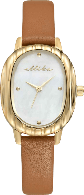 Timeless Texture Gold Plated Leather Watch, 70-110mm