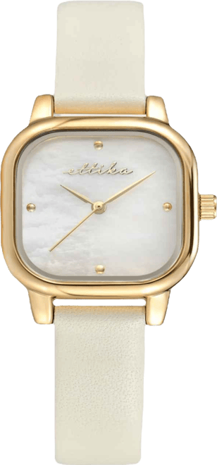 Classic Square Gold Plated Leather Watch, 85mm