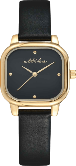 Classic Square Gold Plated Leather Watch, 85mm