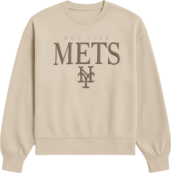 Women's Sand New York Mets Oversized Vet Ii Sweatshirt