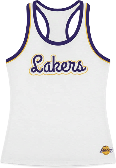 Women's White Los Angeles Lakers Curveball Racerback Scoop Neck Slub Tank Top