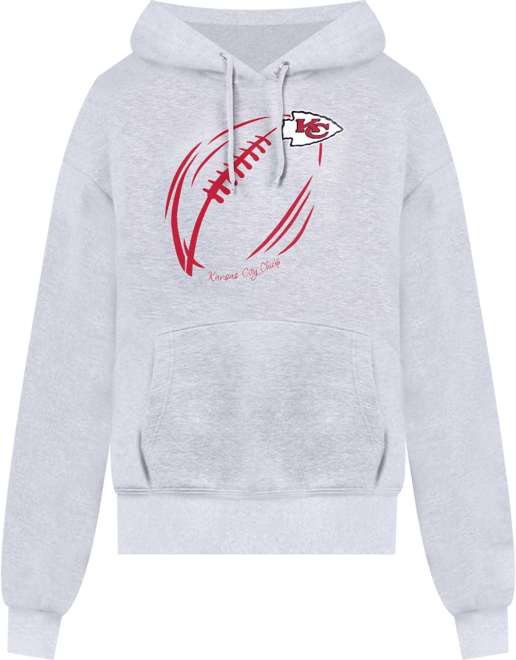 Women's Heather Gray Kansas City Chiefs Football Logo Fleece Tri-Blend Pullover Hoodie