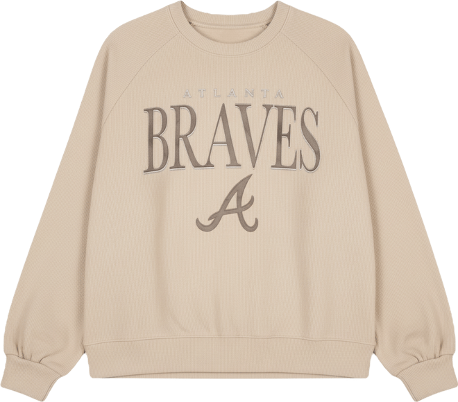 Women's Sand Atlanta Braves Oversized Vet Ii Sweatshirt
