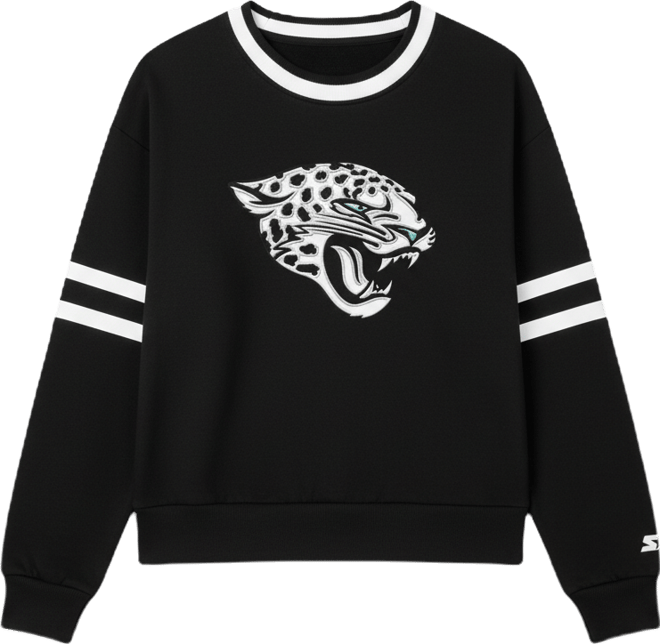 Women's Black Jacksonville Jaguars Rally Drop Shoulder Cropped Sweatshirt