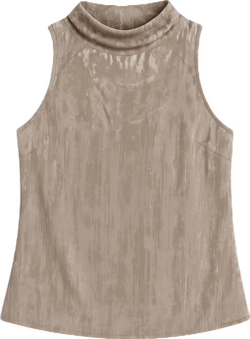 Women's High Cowl Neck Burnout Top