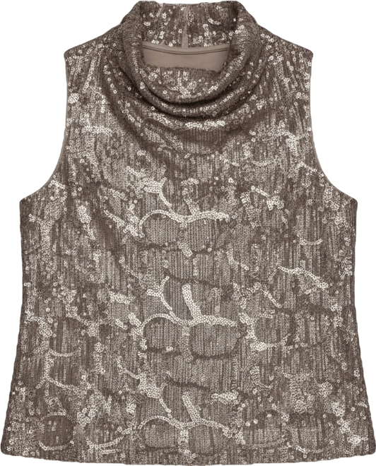 Women's Sequined Cowl Neck Top