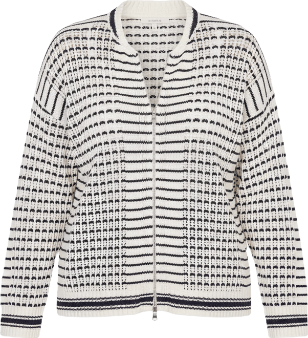 Plus Size Mesh Stitch Zip Sweater Jacket