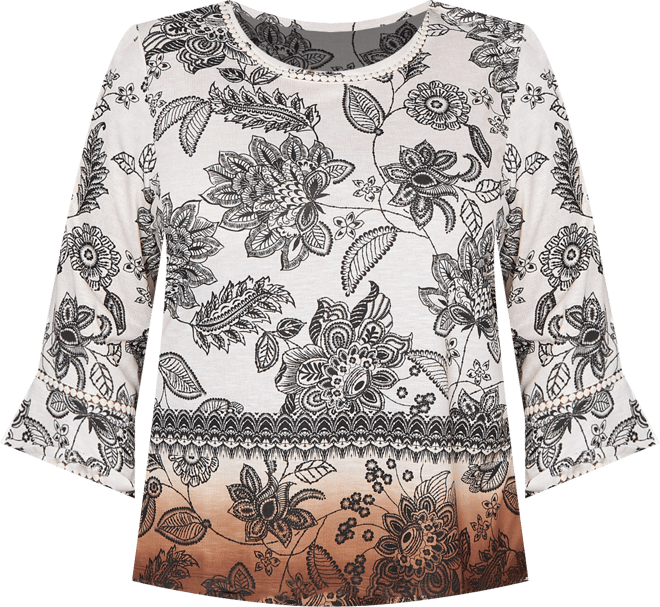 Plus Size Seville Ombre Floral Crew Neck Top
