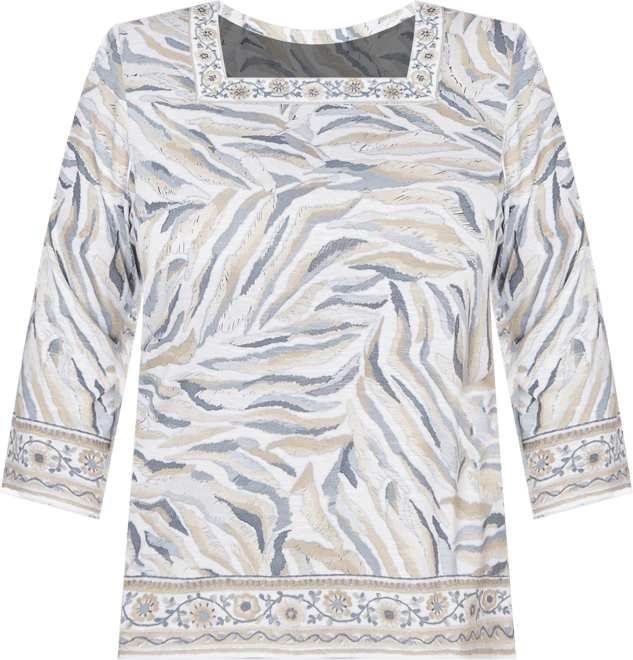 Plus Size Comfort & Joy Square Neck Animal Print Border Top