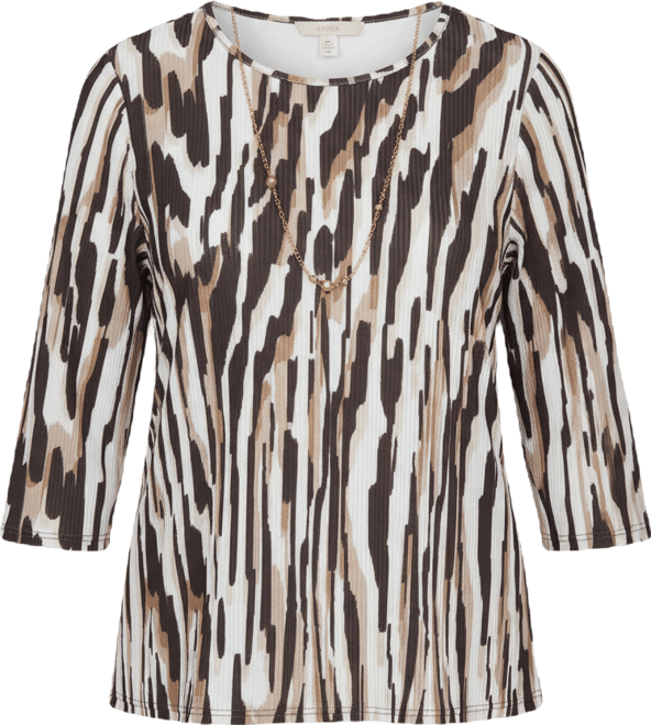 Women's Seville Animal Print Pleated Top with Necklace