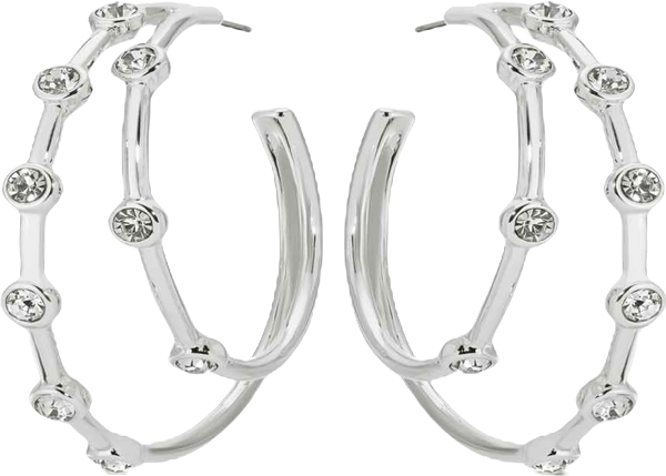 Silver Plated Double Sparkle Hoop Earrings