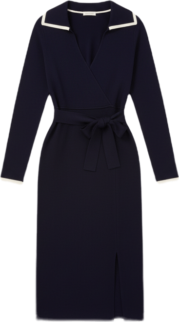 Women's Tatiana Fully Knit Collar Surplice Midi Dress