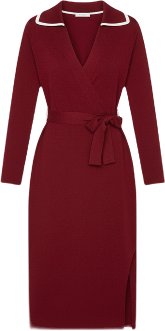 Women's Tatiana Fully Knit Collar Surplice Midi Dress