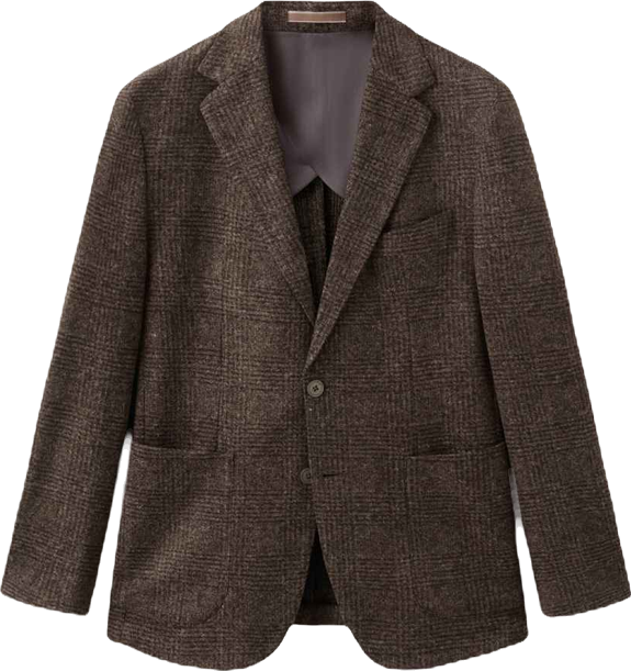 Men's Slim-Fit Micro-Check Wool-Blend Jacket
