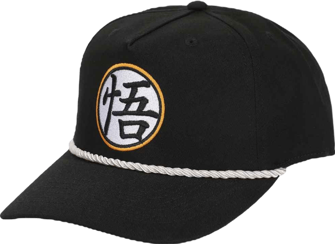 Men's Goku Kanji Patch Black Retro Grandpa Snapback Hat