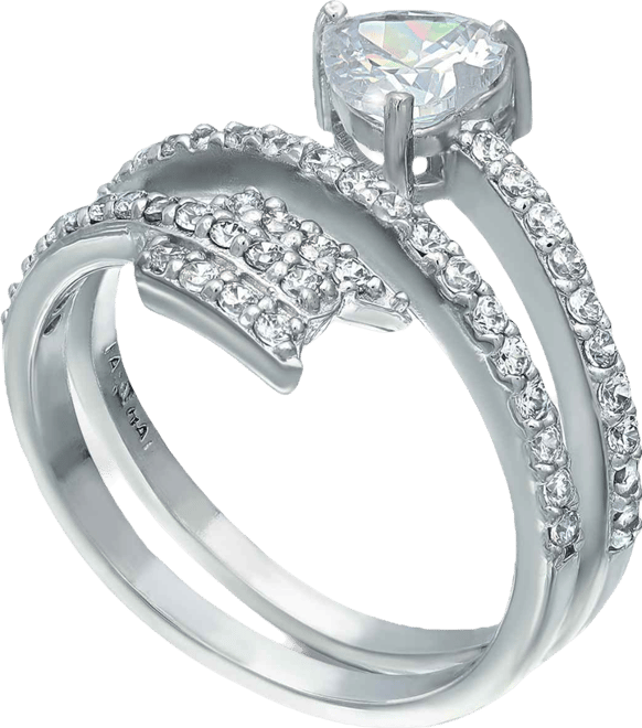 Cubic Zirconia Arrow Wrap Ring in Silver Plate