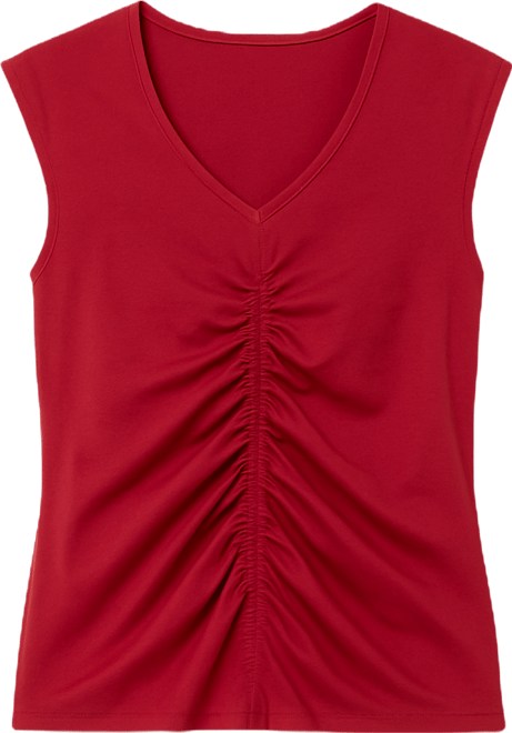 Women's Cap Sleeve Ruched Cotton V-Neck T-Shirt, Macy's Exclusive