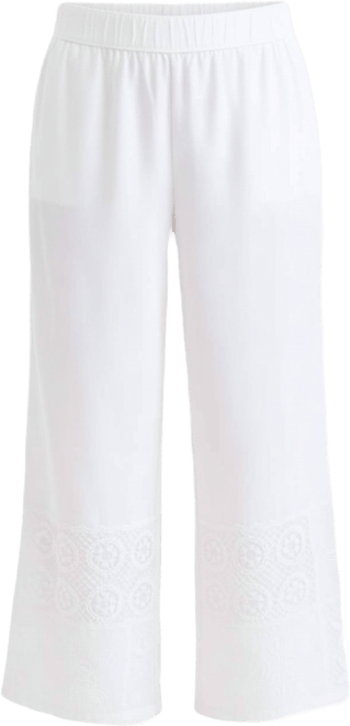 Women's Wide Leg Crochet Embroidery Patchwork Pants, Macy's Exclusive