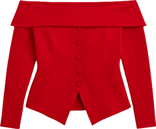 Women's Plus Size Fold Over Top With Front Button Detail