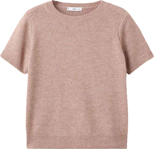 Women's Short-Sleeved Lurex Sweater