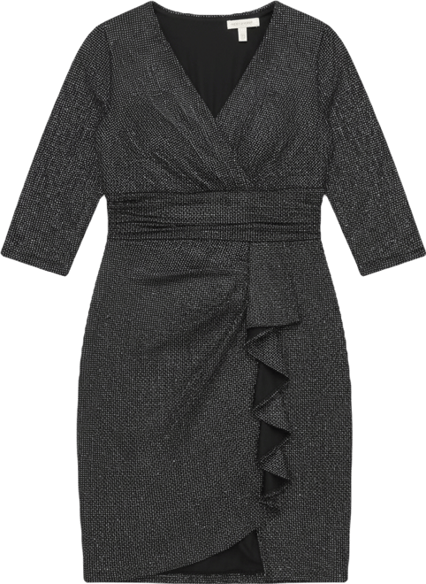 Women's Metallic Knit V-Neck Short Dress