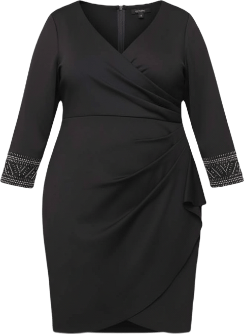 Plus Size Surplice Neck Scuba Crepe Sheath Dress