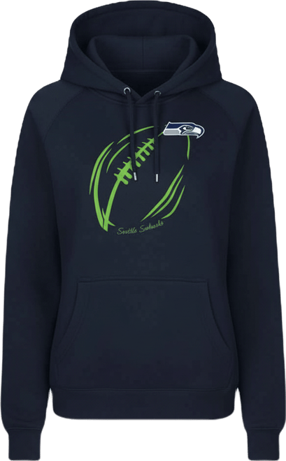 Women's Navy Seattle Seahawks Football Logo Fleece Tri-Blend Pullover Hoodie