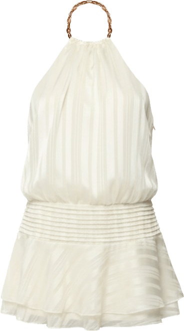 Women's Glossy Striped Drop Waist Mini Dress