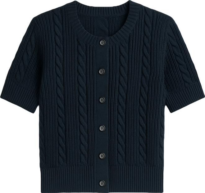 Women's Short-Sleeve Cable Cardigan