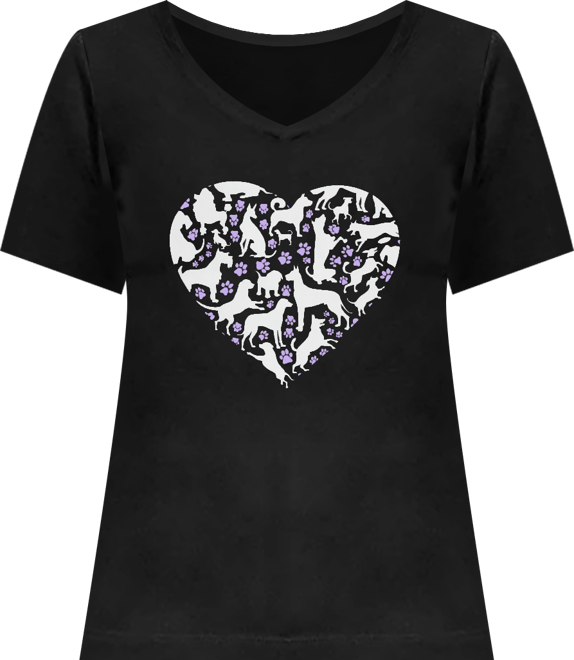 Women's Dog Heart Word Art V-Neck T-Shirt