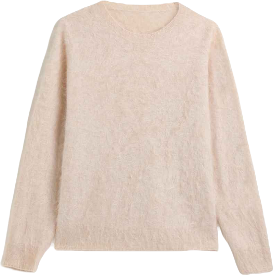 Women Brushed Silk Cashmere Crew-Neck Sweater