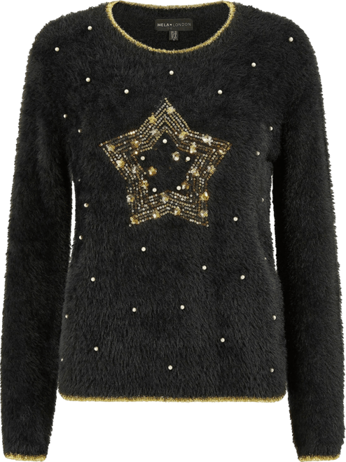 Women's Fluffy Star Holiday Sweater