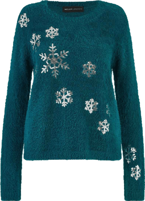 Women's Sequin Snowflake Fluffy Sweater
