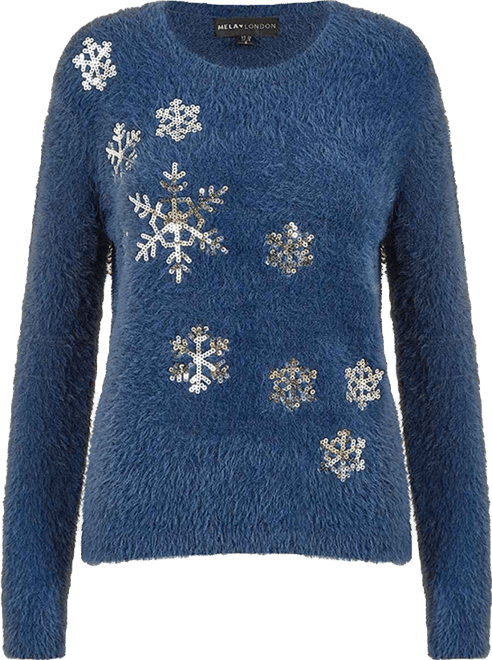 Women's Sequin Snowflake Fluffy Sweater