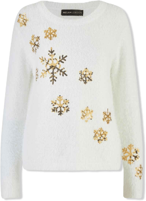 Women's Sequin Snowflake Fluffy Sweater