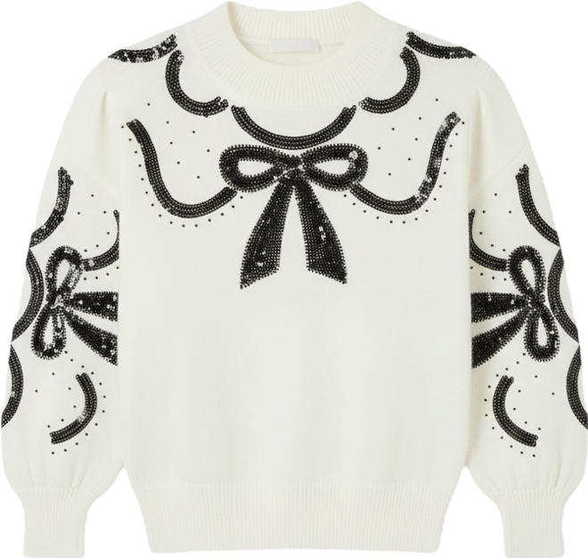 Women's Sequinned Bow Neckline Sweater