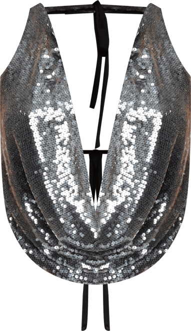 Women's Sequin Backless Halter Neck Top