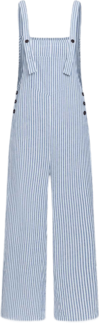 Women's Casual Straps Button Wide Leg Jumpsuits