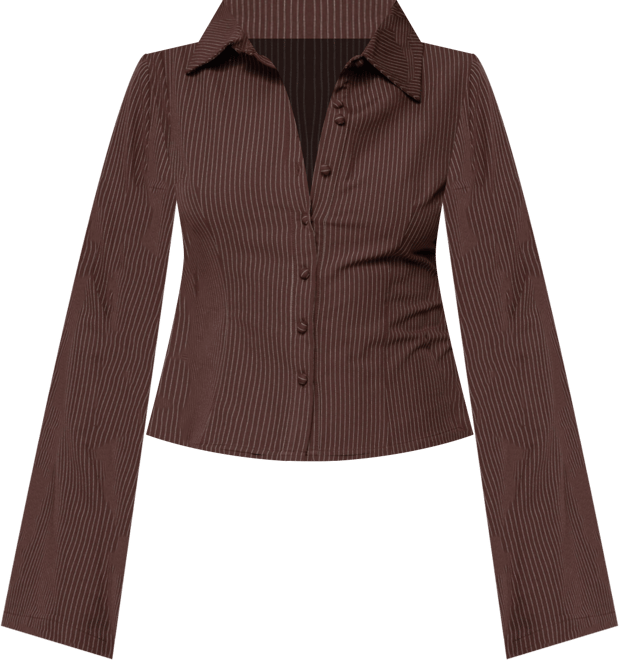 Women's Pinstripe Tailored Button Up Shirt