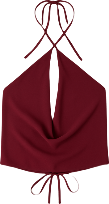 Women's Chiffon Backless Cowl Neck Top