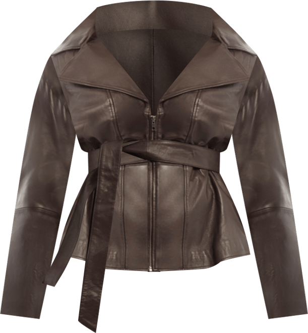 June + Vie Plus Size June + Vie High-Low Peplum Leather Jacket