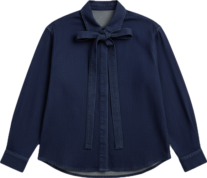Women's Plus Size Denim Top With Bow Tie