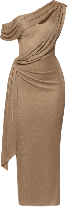 Women's Metallic Celestina Draped Maxi Dress