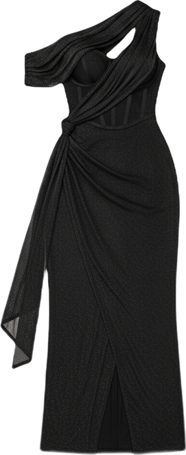 Women's Metallic Celestina Draped Maxi Dress