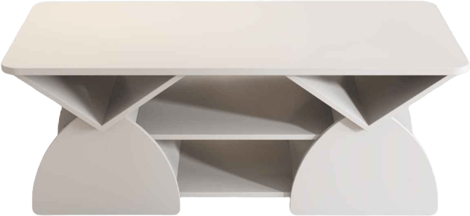 Engineered Wood Rounded Corner Rectangular Coffee Table with Storage