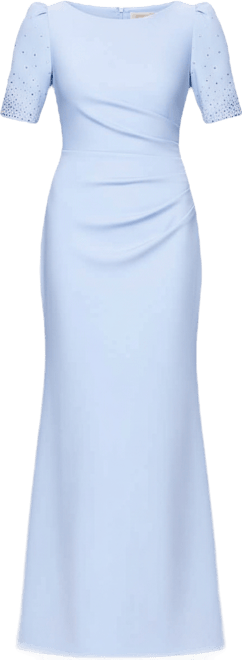 Women's Embellished Scuba Boat-Neck Gown