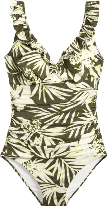 Ruffle Plunge Underwire Tummy Control One-Piece Swimsuit, Created for Macy's